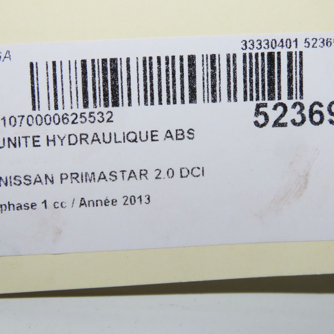 Unité hydraulique ABS occasion NISSAN PRIMASTAR phase 1 08-2006->... 2.0 DCI 115ch 4782000Q0E 7