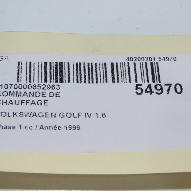 Commande de chauffage occasion VOLKSWAGEN GOLF IV GOLF IV Phase 1 1998-01-01->2005-06-30 1.6 16v 1J0820045F 5
