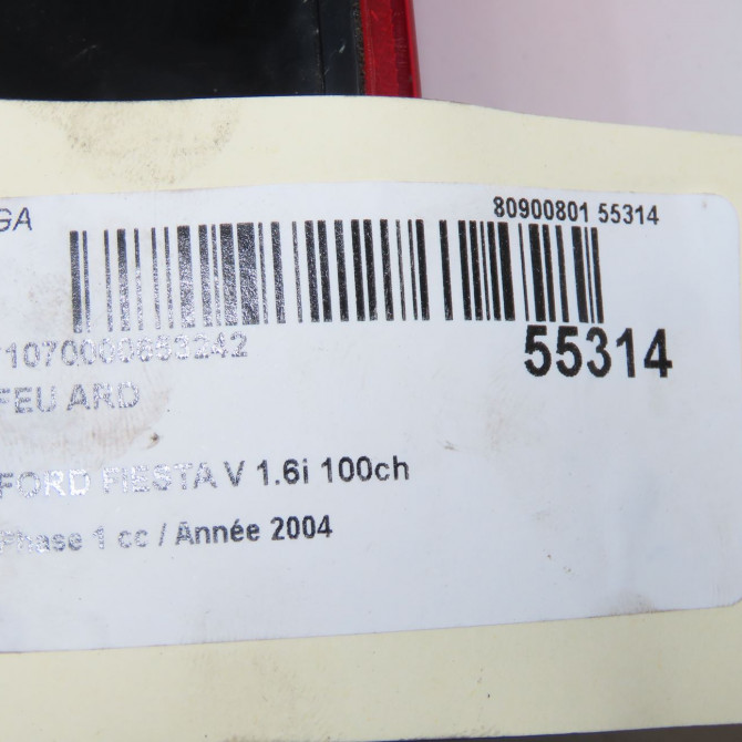 Feu arrière droit occasion FORD FIESTA V Phase 1 09-2002->10-2005 1.6i 100ch 1324563 6