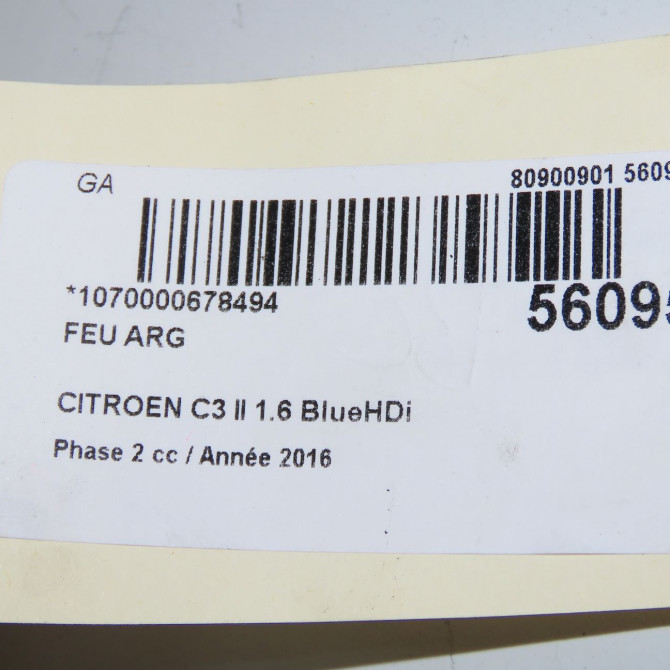 Feu arrière gauche occasion CITROEN C3 II Phase 2 03-2013->12-2016 1.6 BlueHDi 75ch 9803928880 5