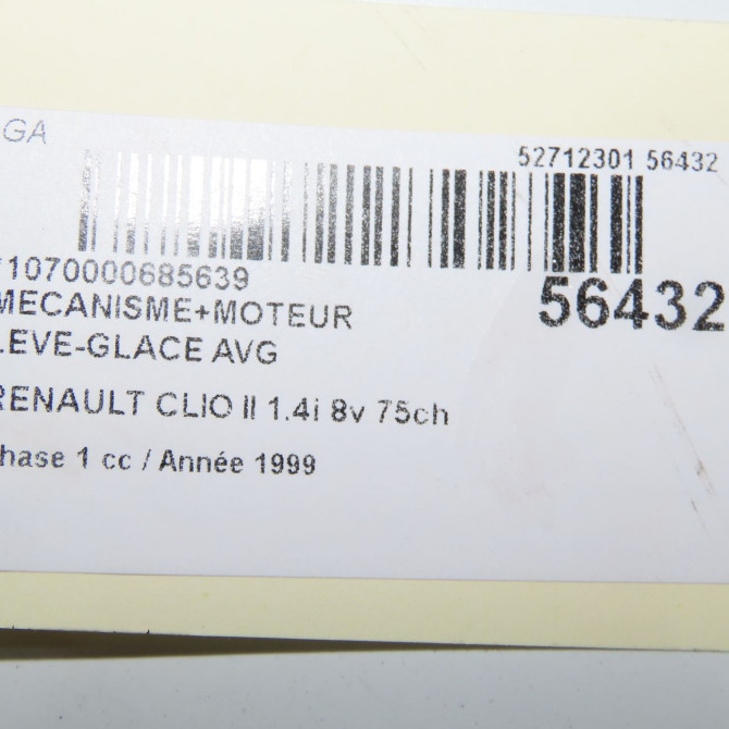 Mecanisme+moteur leve-glace avg occasion RENAULT CLIO II Phase 1 03-1998->06-2001 1.4i 8v 75ch 7700842247 5