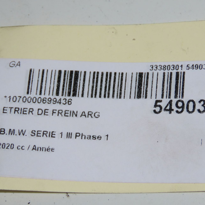 Etrier de frein arrière gauche occasion B.M.W. 6