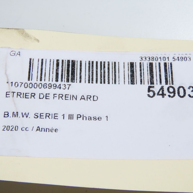 Etrier de frein arrière droit occasion B.M.W. 8