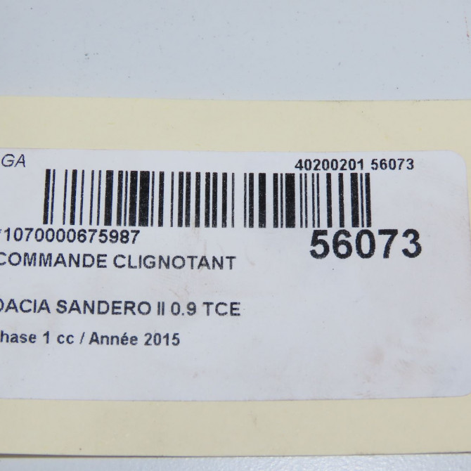 Commande clignotant occasion DACIA SANDERO II Phase 1 10-2012->... 0.9 TCE 90ch 255401301R 5