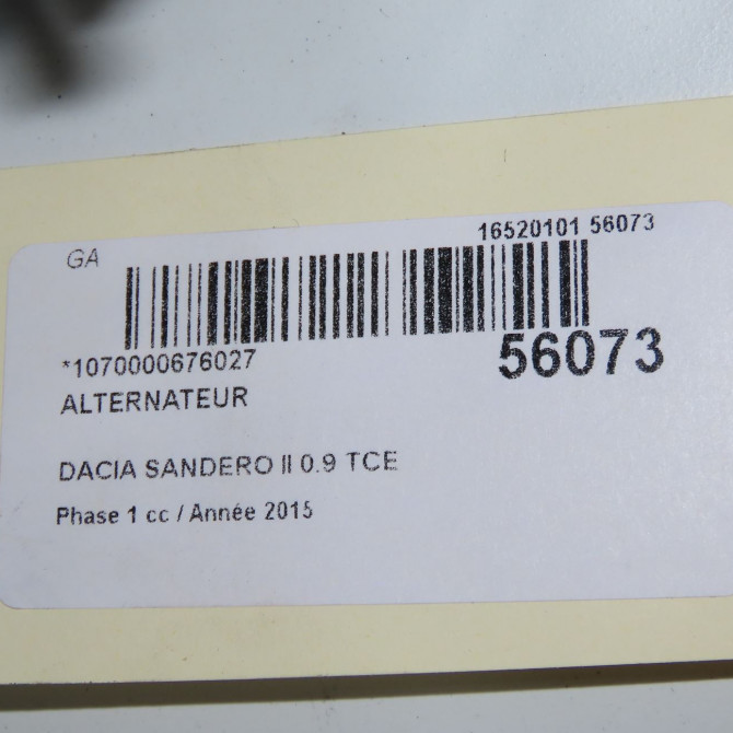Alternateur occasion DACIA SANDERO II Phase 1 10-2012->... 0.9 TCE 90ch 231002854R 8