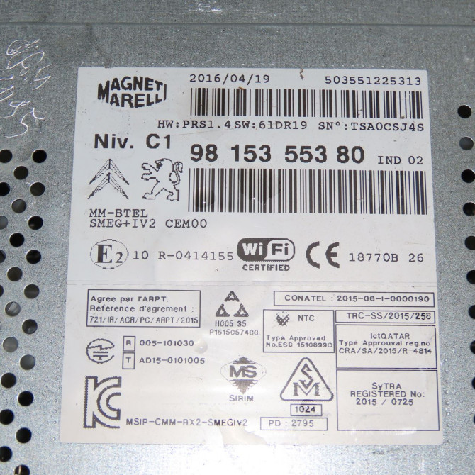 Autoradio occasion CITROEN C3 II Phase 2 03-2013->12-2016 1.6 BlueHDi 75ch 9816246080 5