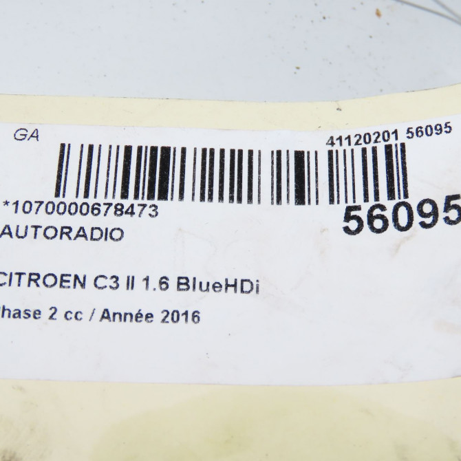 Autoradio occasion CITROEN C3 II Phase 2 03-2013->12-2016 1.6 BlueHDi 75ch 9816246080 7