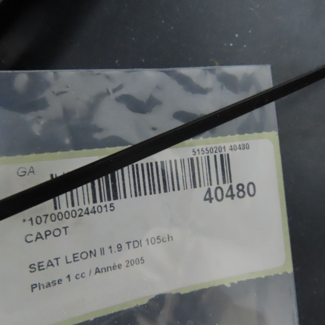 Capot occasion SEAT LEON II Phase 1 09-2005->05-2009 1.9 TDI 105ch 1P0823031A 5