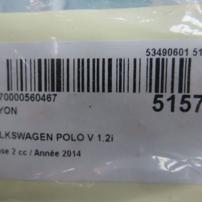 Hayon occasion VOLKSWAGEN POLO V Phase 2 02-2014->... 1.2i 90ch 6R6827025D 5