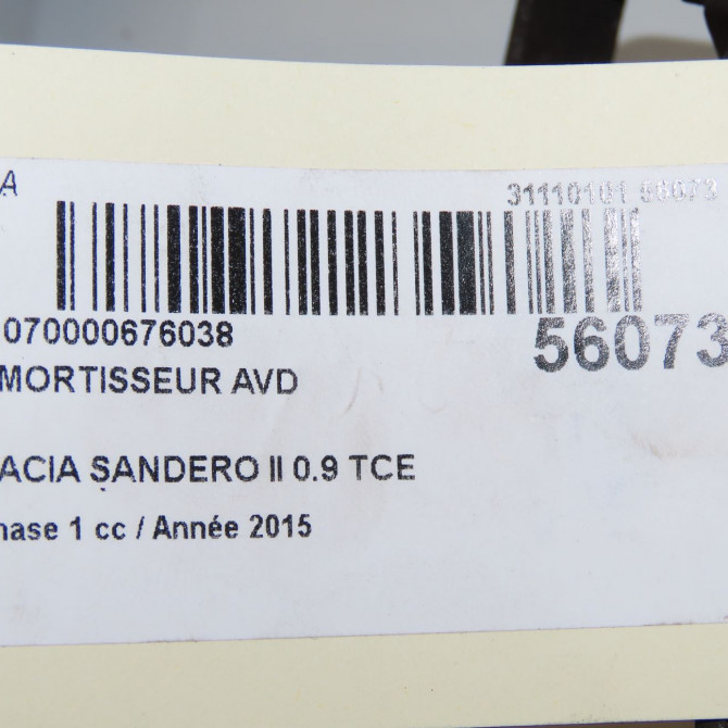 Amortisseur avant droit occasion DACIA SANDERO II Phase 1 10-2012->... 0.9 TCE 90ch 543023022R 6