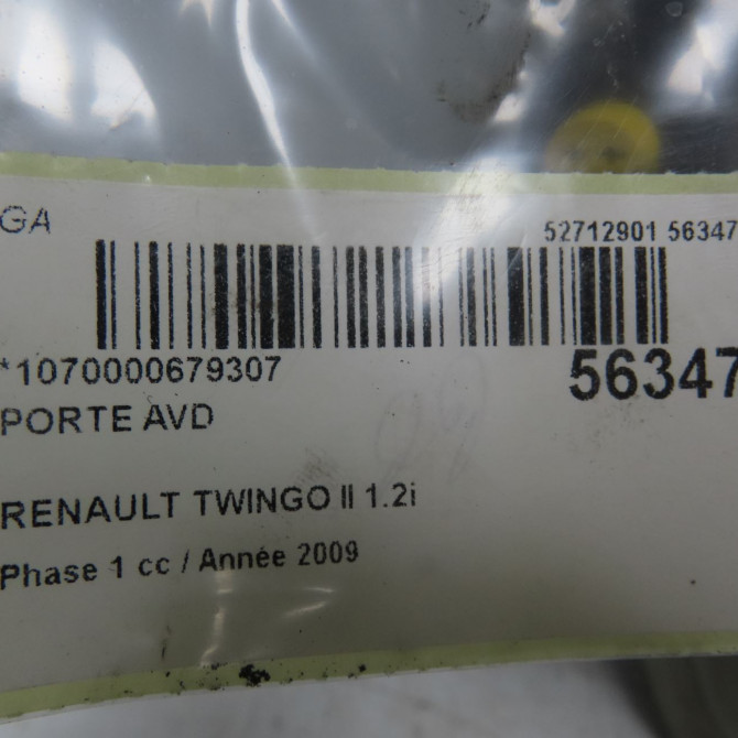 Porte avant droite occasion RENAULT TWINGO II Phase 1 06-2007->11-2011 1.2i 60ch 801008682R 5