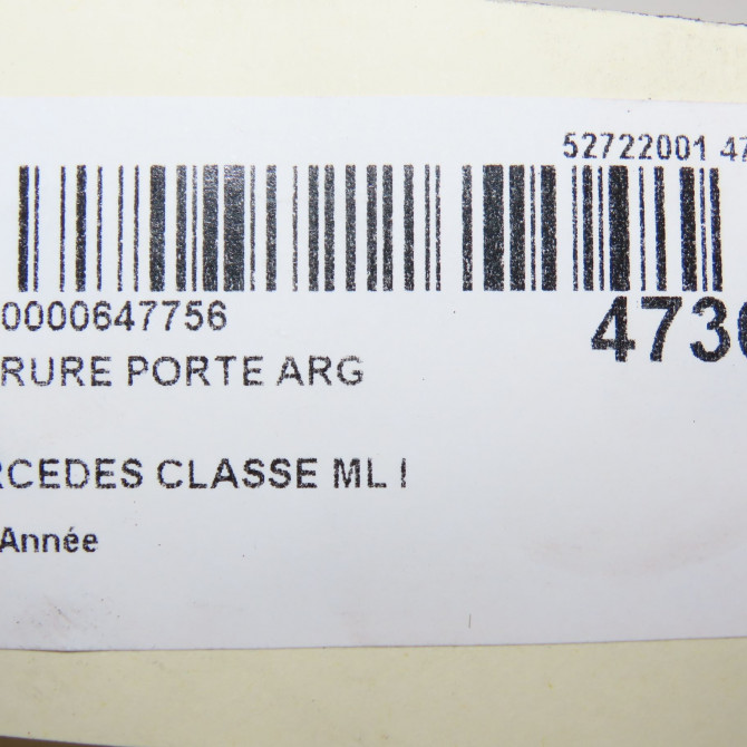 Serrure porte arg occasion MERCEDES CLASSE ML I 7