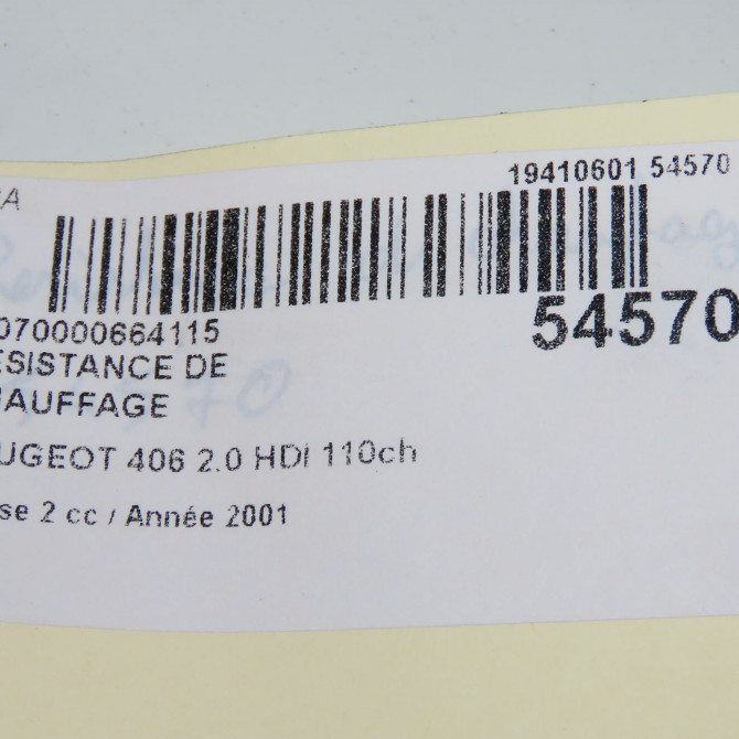 Resistance de chauffage occasion PEUGEOT 406 Phase 2 04-1999->04-2004 2.0 HDI 110ch 5