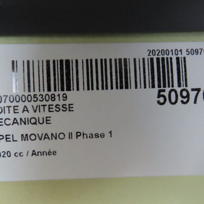 Boîte à vitesse mecanique occasion OPEL MOVANO II Phase 1 04-2010->... 95521525 6