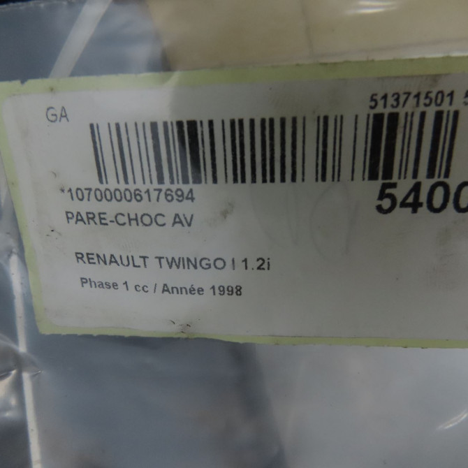 Pare-choc avant occasion RENAULT TWINGO I Phase 1 04-1993->08-1998 1.2i 60ch 7700823765 6