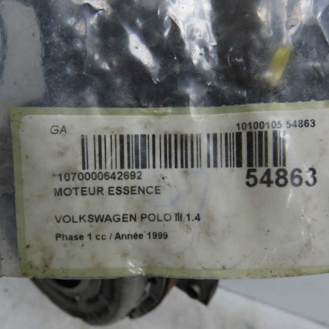 Moteur essence occasion VOLKSWAGEN POLO III Phase 1 10-1994->11-1999 1.4 60ch 30100098LX 7