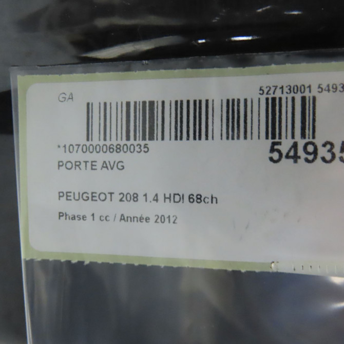 Porte avant gauche occasion PEUGEOT 208 208 Phase 1 2012-03-01->2015-09-30 1.4 HDI 68ch 9805822580 6