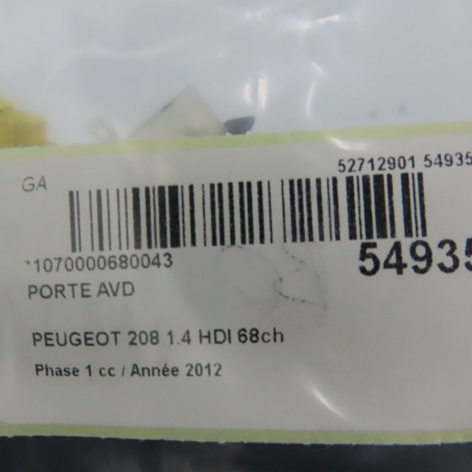 Porte avant droite occasion PEUGEOT 208 208 Phase 1 2012-03-01->2015-09-30 1.4 HDI 68ch 9805822480 5