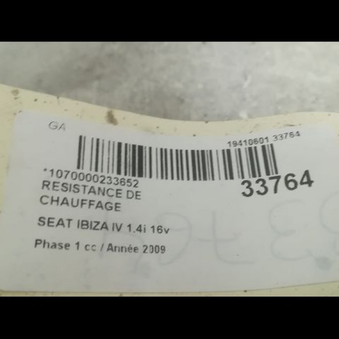Resistance de chauffage occasion SEAT IBIZA IV Phase 1 05-2008->01-2012 1.4i 16v 6R0963235 3