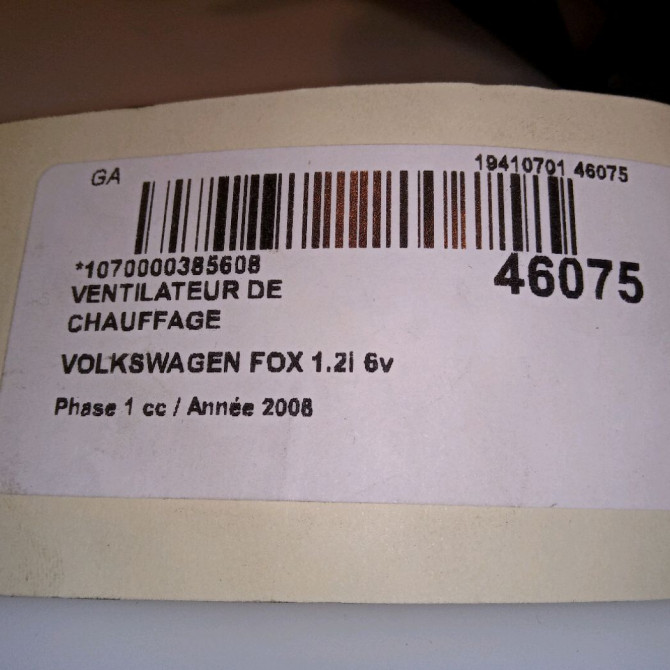 Ventilateur de chauffage occasion VOLKSWAGEN FOX Phase 1 06-2005->09-2011 1.2i 6v 55ch 6R1819015A 4