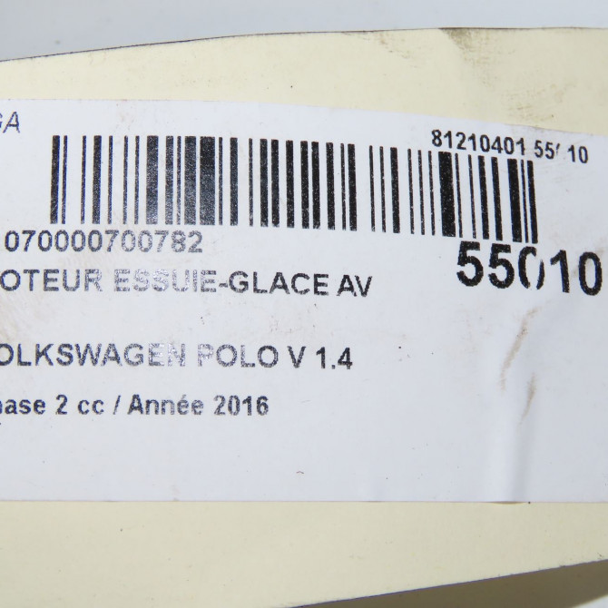Moteur essuie-glace avant occasion VOLKSWAGEN POLO V Phase 2 02-2014->... 1.4 TDI 75ch 6R1955023C 6