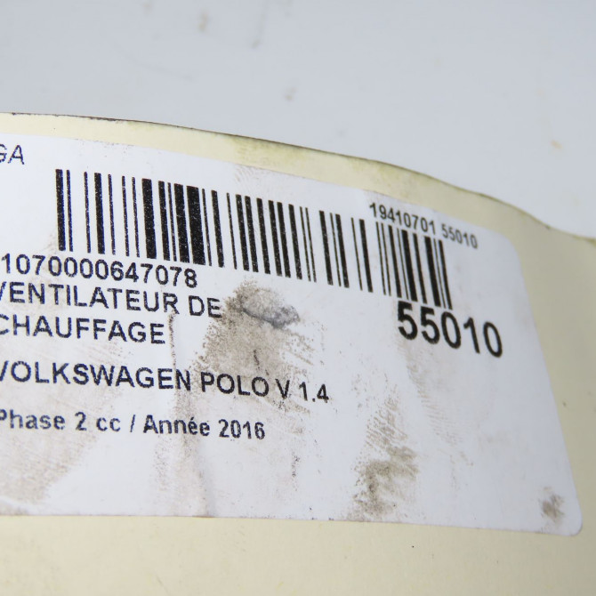 Ventilateur de chauffage occasion VOLKSWAGEN POLO V Phase 2 02-2014->... 1.4 TDI 75ch 6R1819015A 5