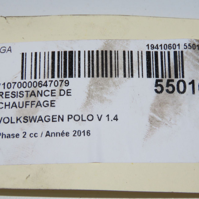 Resistance de chauffage occasion VOLKSWAGEN POLO V Phase 2 02-2014->... 1.4 TDI 75ch 6R0963235 5