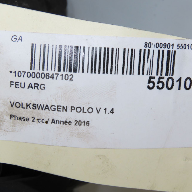 Feu arrière gauche occasion VOLKSWAGEN POLO V Phase 2 02-2014->... 1.4 TDI 75ch 6C0945095K 5