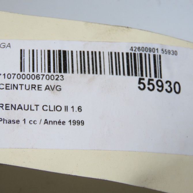 Ceinture avant gauche occasion RENAULT CLIO II Phase 1 03-1998->06-2001 1.6 7700436753 6