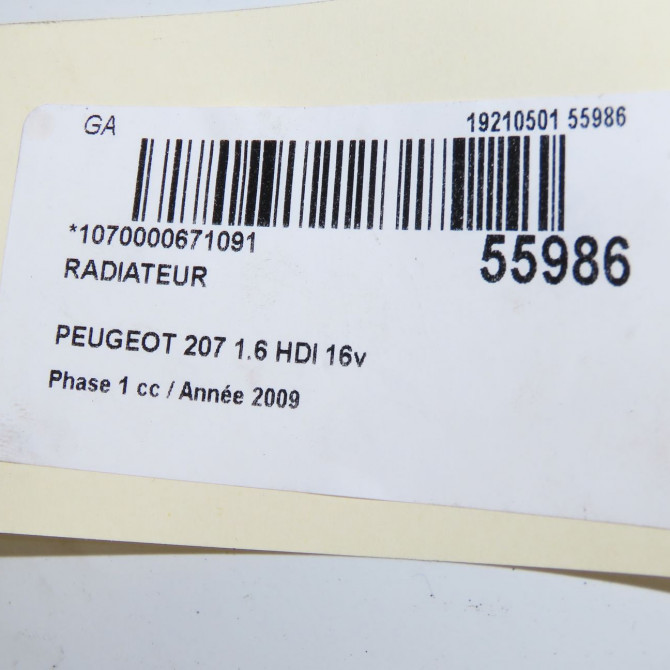 Radiateur occasion PEUGEOT 207 Phase 1 04-2006->06-2013 1.6 HDI 16v 90ch 1330P9 4