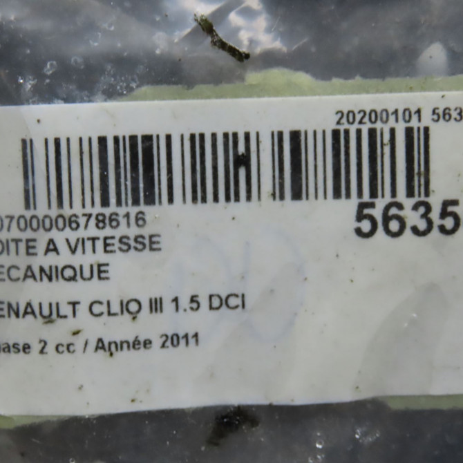 Boîte à vitesse mecanique occasion RENAULT CLIO III Phase 2 03-2009->12-2014 1.5 DCI 85ch 8200815546 7