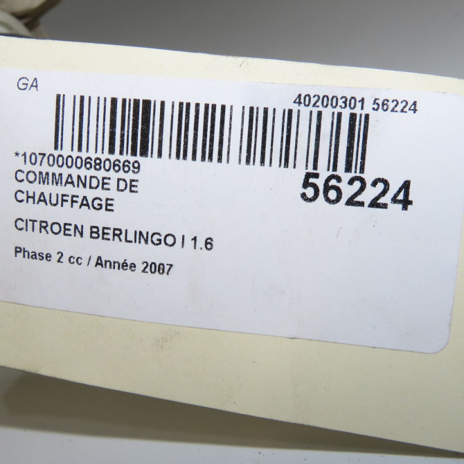 Commande de chauffage occasion CITROEN BERLINGO I Phase 2 11-2002->10-2010 1.6 HDi 75ch 6451NJ 6