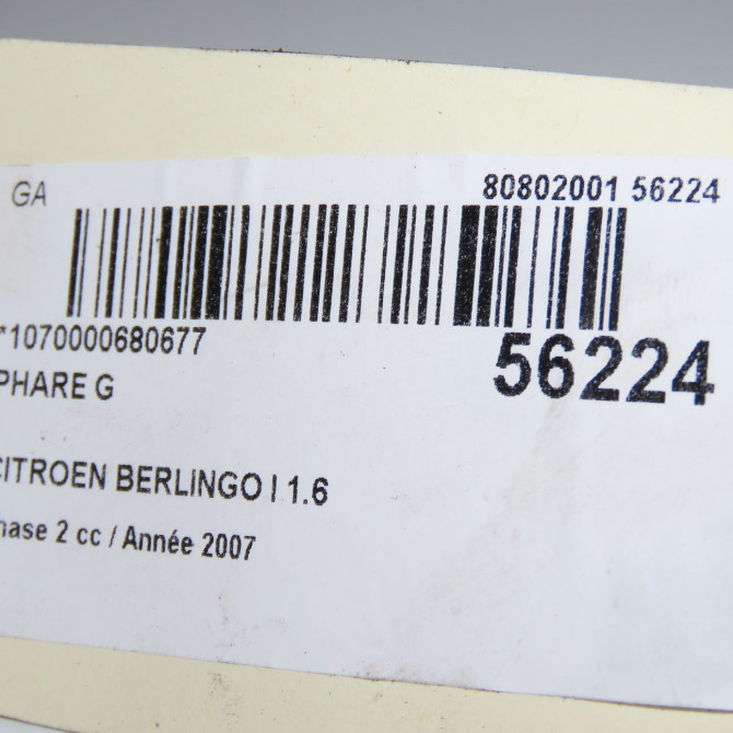 Phare gauche occasion CITROEN BERLINGO I Phase 2 11-2002->10-2010 1.6 HDi 75ch 6204AX 5
