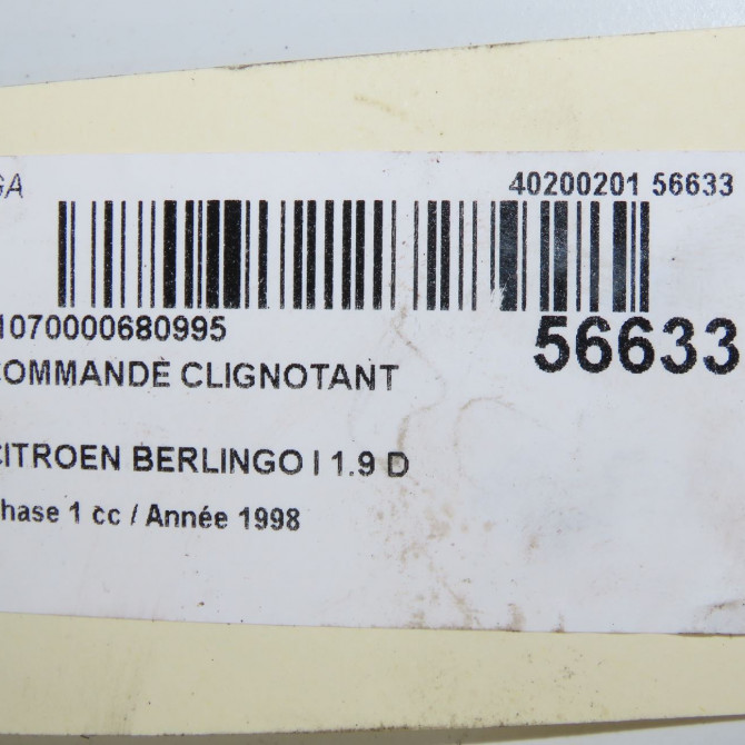 Commande clignotant occasion CITROEN BERLINGO I Phase 1 09-1996->11-2002 1.9 D 6239G6 5