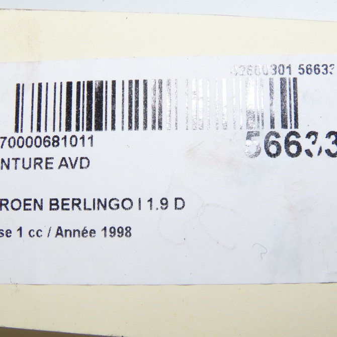 Ceinture avant droite occasion CITROEN BERLINGO I Phase 1 09-1996->11-2002 1.9 D 8972GL 6