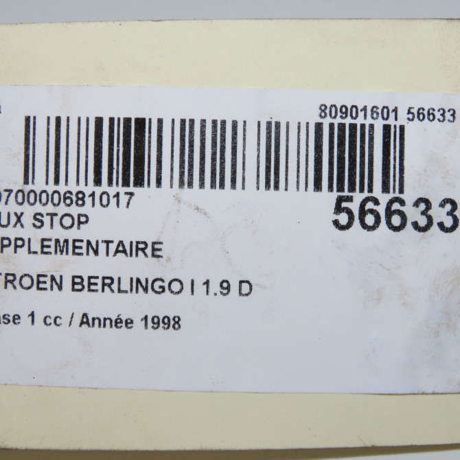 Feux stop supplementaire occasion CITROEN BERLINGO I Phase 1 09-1996->11-2002 1.9 D 6350AP 5