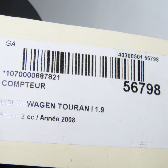 Compteur occasion VOLKSWAGEN TOURAN I Phase 2 11-2006->09-2010 1.9 TDI 105ch 1T0920874AZ02 5