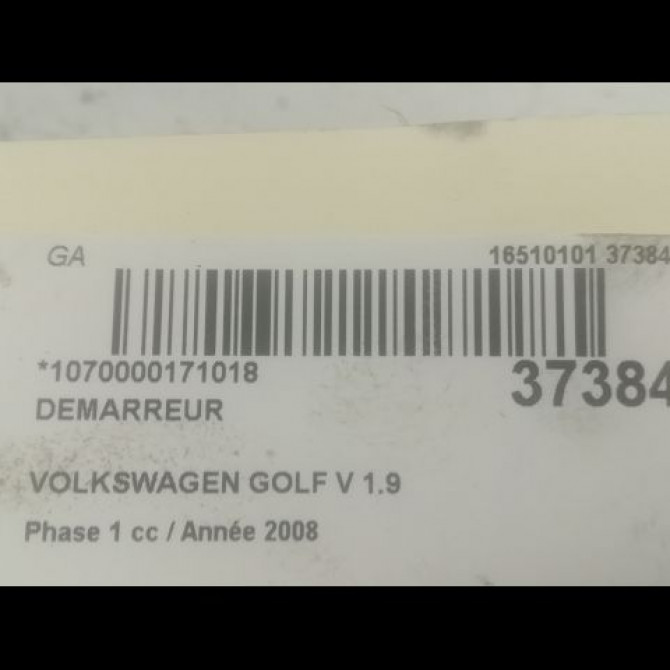 Démarreur occasion VOLKSWAGEN GOLF V Phase 1 11-2003->10-2008 1.9 TDI 105ch 2Z911023F 3