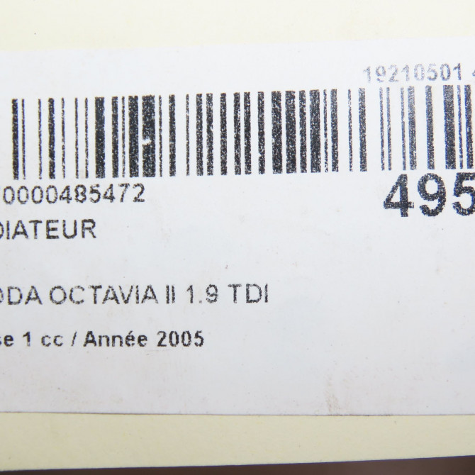 Radiateur occasion SKODA OCTAVIA II Phase 1 06-2004->10-2008 1.9 TDI 105ch 1K0121253AA 5