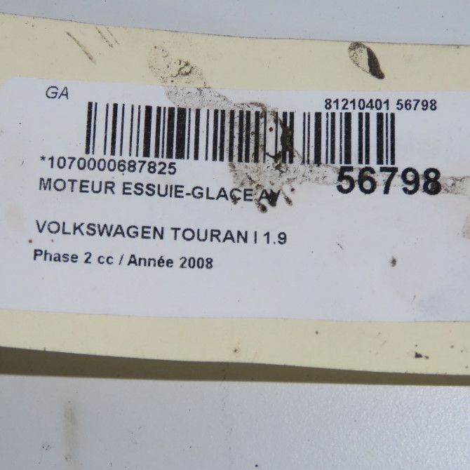 Moteur essuie-glace avant occasion VOLKSWAGEN TOURAN I Phase 2 11-2006->09-2010 1.9 TDI 105ch 2K1955119D 6