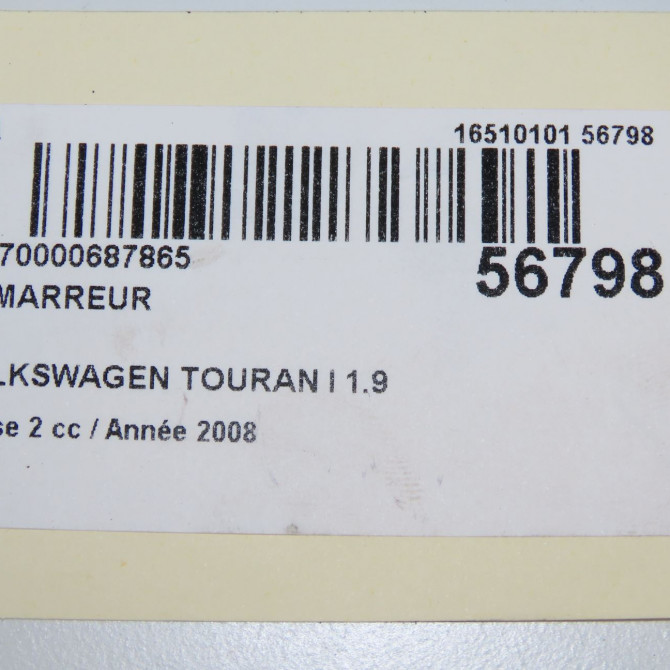 Démarreur occasion VOLKSWAGEN TOURAN I Phase 2 11-2006->09-2010 1.9 TDI 105ch 2Z911023F 8