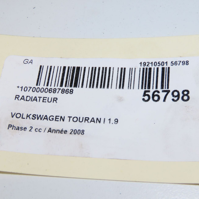 Radiateur occasion VOLKSWAGEN TOURAN I Phase 2 11-2006->09-2010 1.9 TDI 105ch 1K0121253AA 4