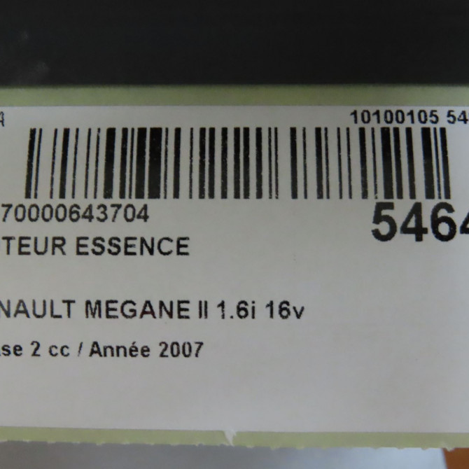 Moteur essence occasion RENAULT MEGANE II Phase 2 01-2006->06-2009 1.6i 16v 110ch 7701476946 7