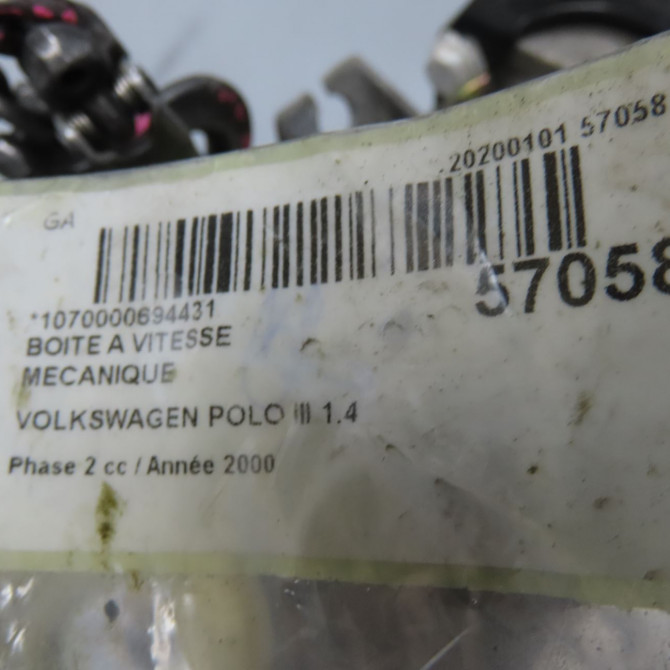 Boîte à vitesse mecanique occasion VOLKSWAGEN POLO III Phase 2 11-1999->12-2001 1.4 85300053FX 7