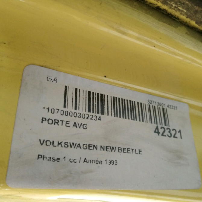 Porte avant gauche occasion VOLKSWAGEN NEW BEETLE I Phase 1 01-1999->10-2005 1.9 TDI 90ch 1C0831051N 3