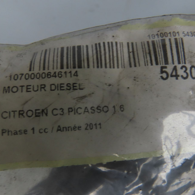 Moteur diesel occasion CITROEN C3 PICASSO Phase 1 02-2009->08-2012 1.6 HDi 90ch 135SW 6