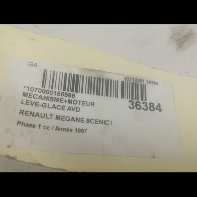 Mecanisme + moteur lève-glace avant droit occasion RENAULT MEGANE SCENIC I Phase 1 09-1996->08-1999 1.9 D 7700838591 3