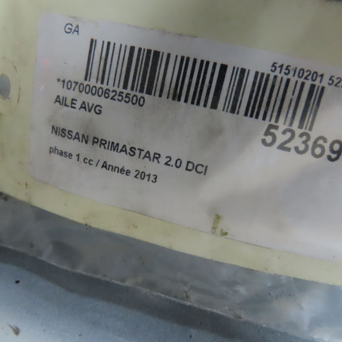 Aile avant gauche occasion NISSAN PRIMASTAR phase 1 08-2006->... 2.0 DCI 115ch 6311300Q0A 6