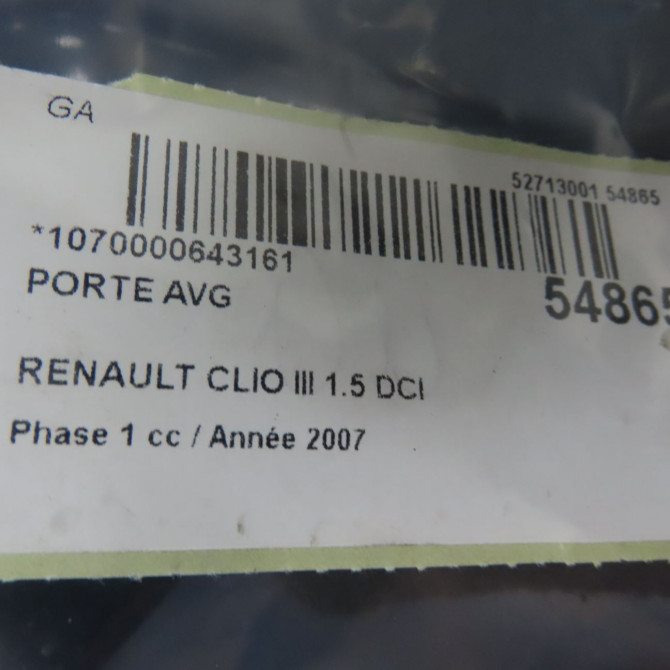 Porte avant gauche occasion RENAULT CLIO III Phase 1 09-2005->03-2009 1.5 DCI 85ch 7751479112 6