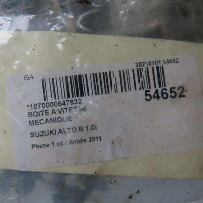 Boîte à vitesse mecanique occasion SUZUKI ALTO III Phase 1 01-2009->... 1.0i 6